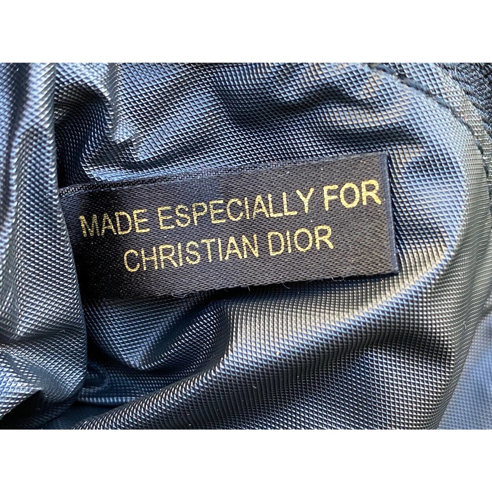Christian Dior Vintage 80s Circa VIP Black Gold Logo Make Up Cosmetic Bag Tote - Picture 7 of 9